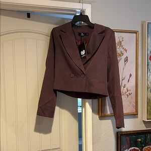 Cropped Double-Breasted Women’s Blazer Jacket - Deep Plum